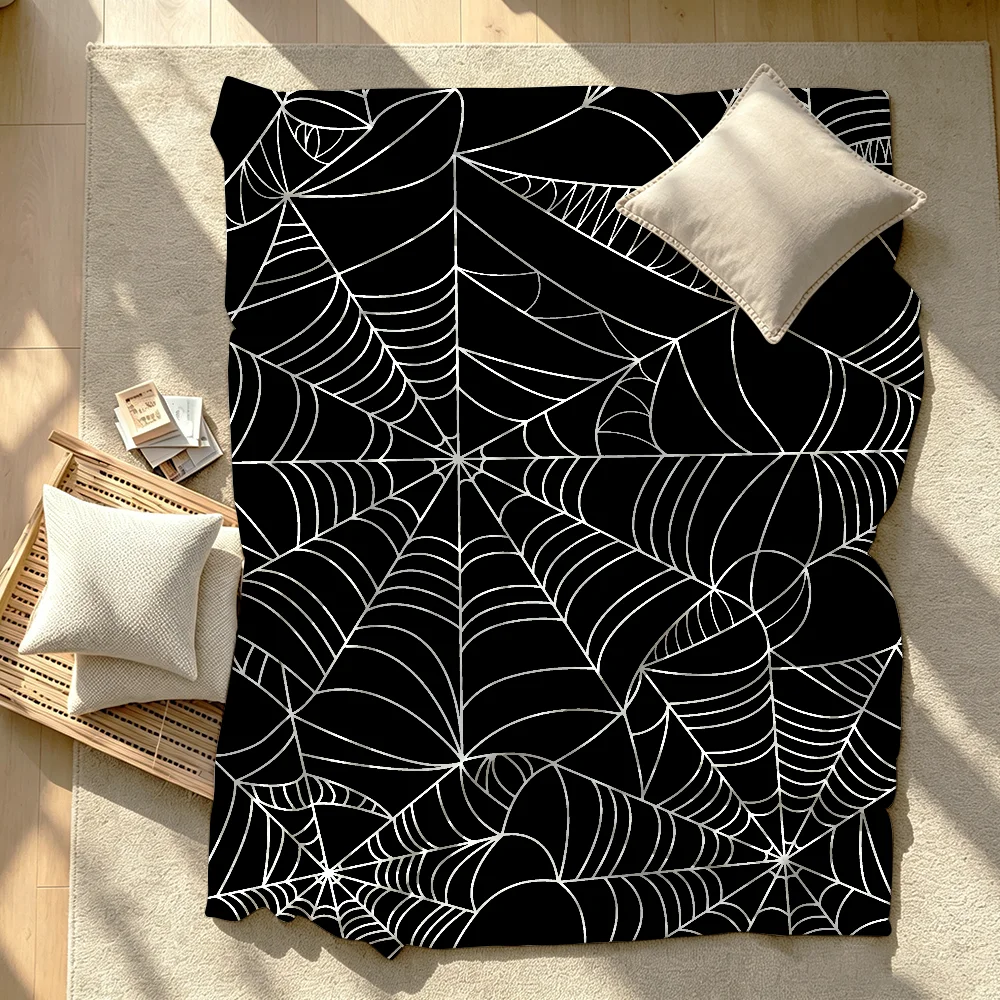 Spider Webs Dark Halloween Blanket Soft Warm And Thick Perfect For Bedroom Living Room Bed Sofa Camping Picnic Office Gift
