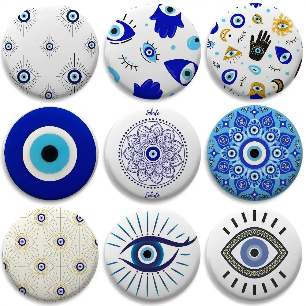 

Evil Eye Symbol Art Print Badges Round Exquisite Badge Brooches Creative Pins For Clothes Hat Backpack Gift Accessories