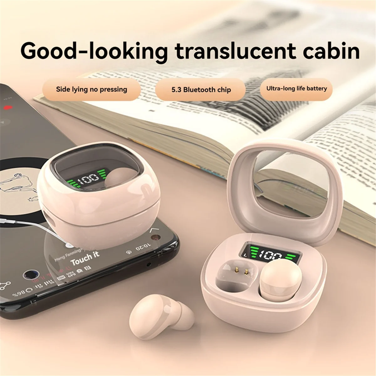 

Невидимая Bluetooth-гарнитура, беспроводные наушники-вкладыши с цифровым дисплеем, мини-боковой режим сна