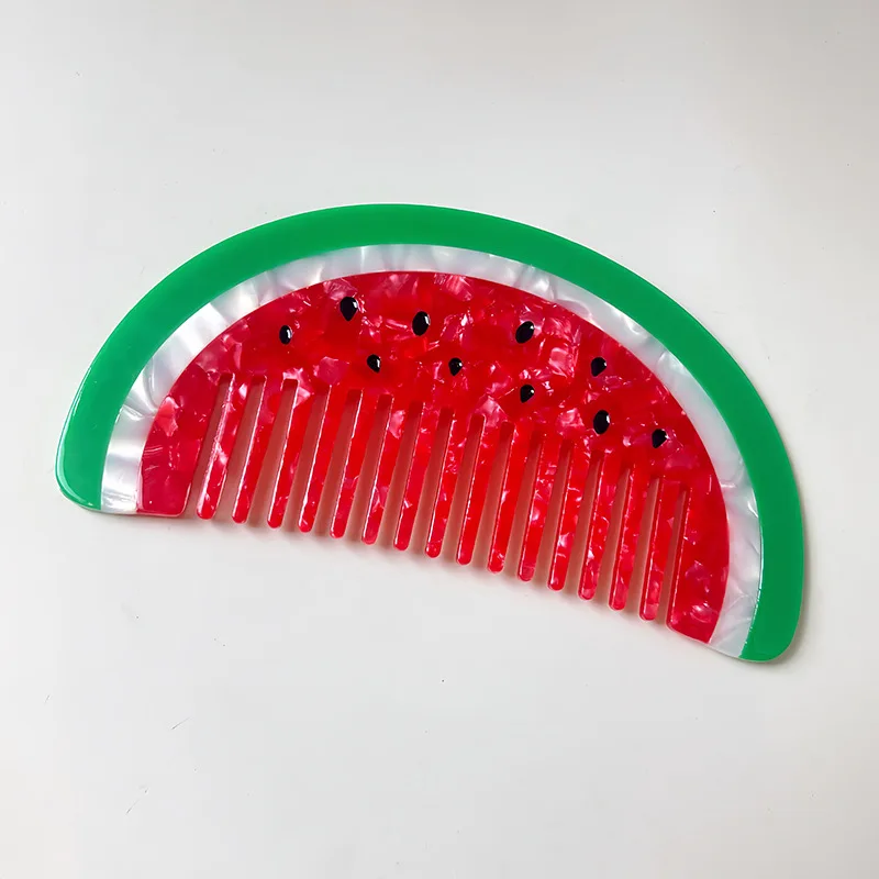 1PC Kawaii Acetate Comb Wide Tooth Detangler Cute Dog Swan Color Blocking Hair Brush Travel Essential