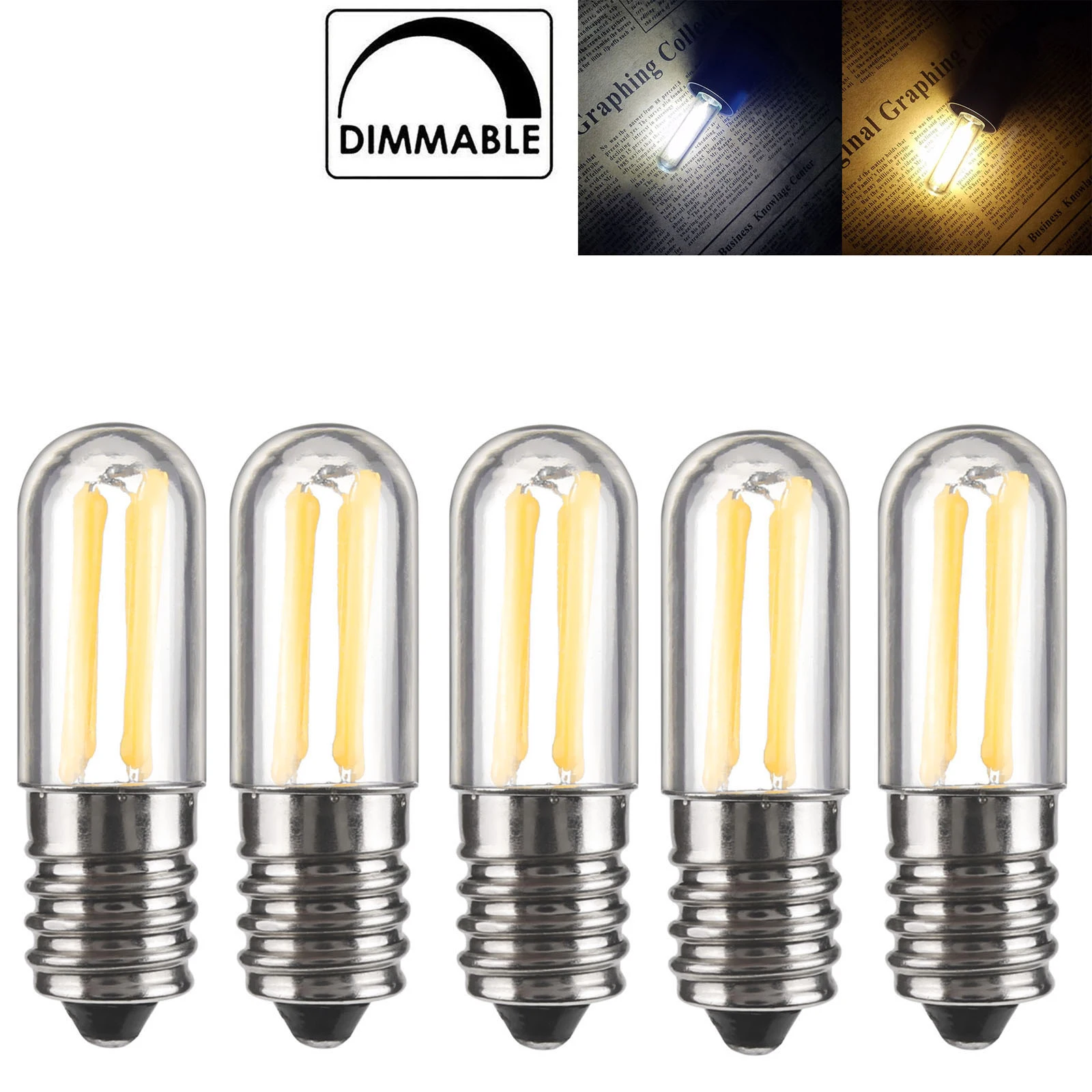 

20X Dimmable Led Fridge Light Bulbs 1W 4W E14 Bulb 220V 240V E12 Cold Warm Filament Corn Screw For Refrigerator Home Decoration