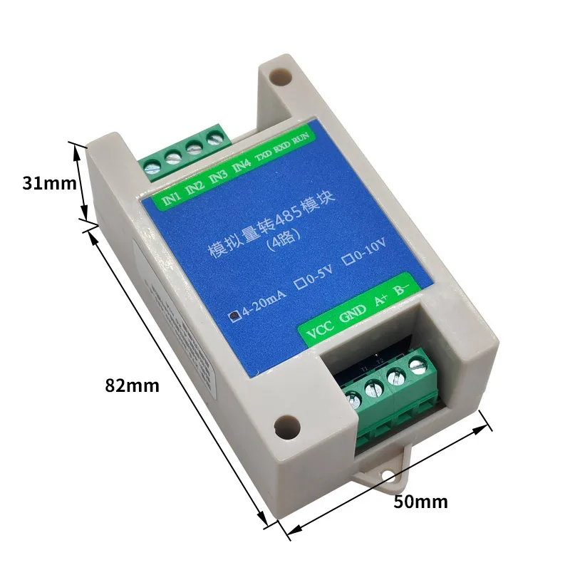 ModBus-RTU Analog Quantity Acquisition Module To 485 2-Way 4-Way 4-20mA 5V 10V RS485 Transmitter ModBus TB6560 Wide Voltage Hig