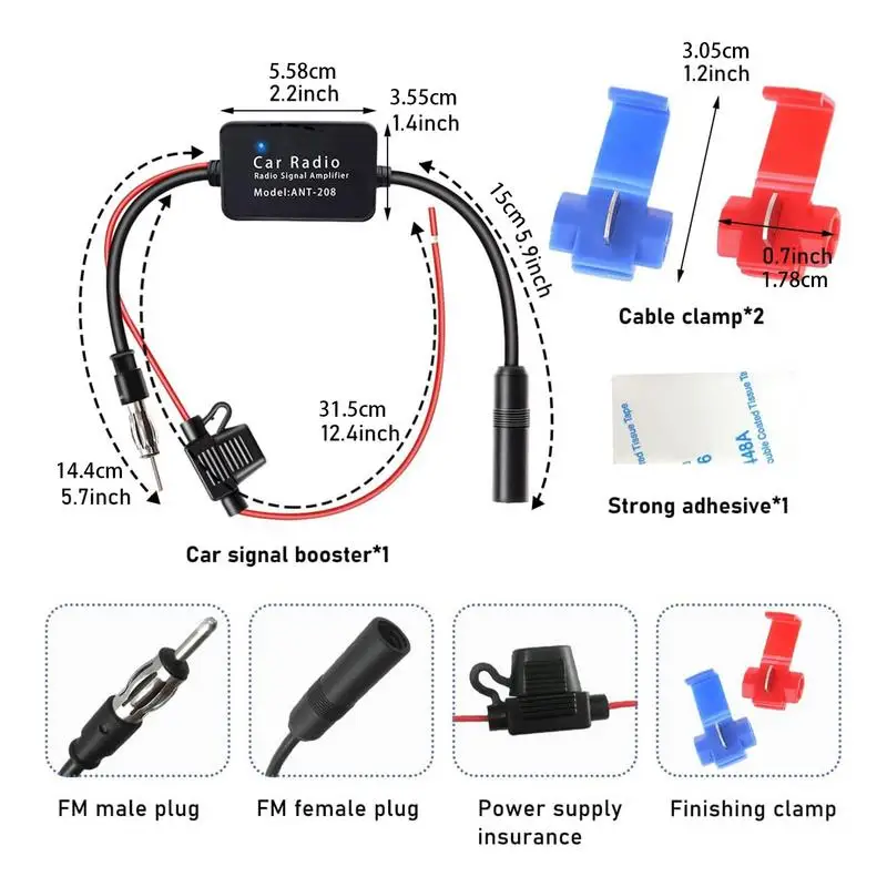 12V uniwersalny wzmacniacz sygnału FM wzmacniacz przeciwzakłóceniowy antena samochodowa Radio z filtrami szumów pierścień dla samochodu morskiego łódź ciężarówka