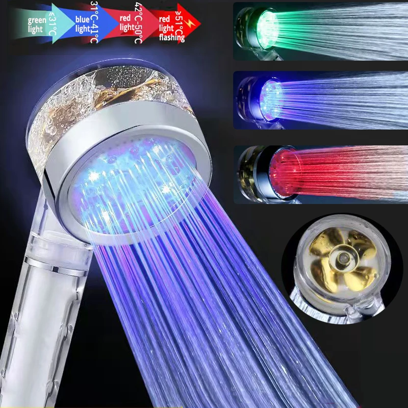 Upgrade LED turbo shower head  3/7 color atmosphere led shower head water saving Handheld with Filter SPA High Pressure Nozzle submersible led light rgb underwater lamp ip68 waterproof swimming pool bulb atmosphere led night light with remote tea lamps