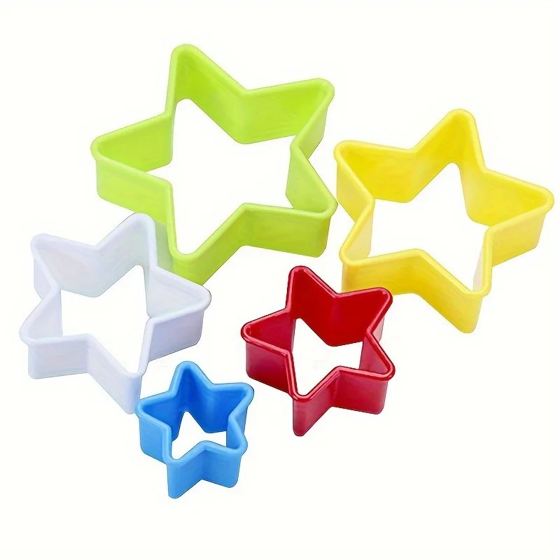 5PCS Star Shaped Cookie Cutters, Plastic Pastry Cutter, Pentagram Biscuit Molds, Baking Tools, Kitchen Accessories