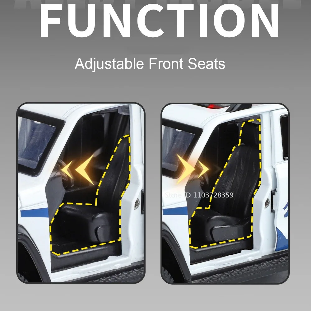 1:24 tanque 300 modelo de carro de polícia brinquedos em miniatura liga diecast som luz portas abertas puxar para trás absorção de choque para crianças presentes