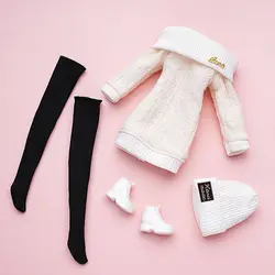 1 Set Winter Fashion Clothes Shoes Hats Wear Sweaters Pants Handmade Girl Doll Wearing Set For 29~32cm Doll Clothes Accessories