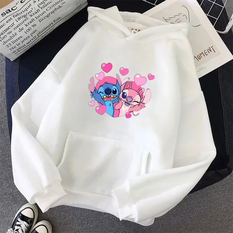 Pink Balloon Stitch Winter Loose Men and Women Couples Students Fashion Hooded Long-sleeved Hooded Sweater