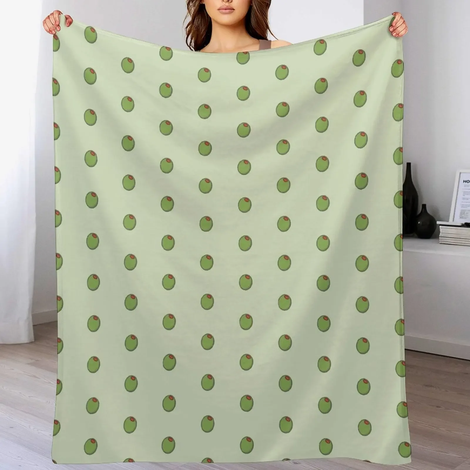 

Cute Olive Icon on Green Throw Blanket Stuffeds Custom Beach Luxury St Blankets