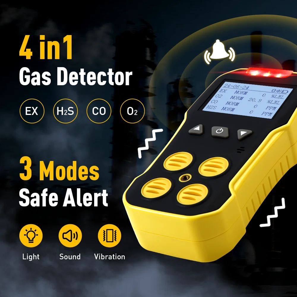 BH-4A 4 in 1 Portable Multi Gas Detector O2 / CO / H2S / EX Gas Detector with LCD Screen