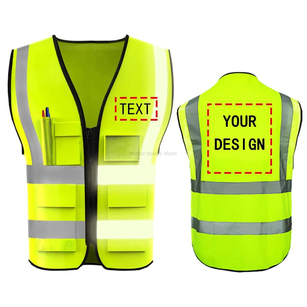 Safety Vest with Reflective Strips For Engineer Construction Custom Your Logo Hi Vis 5 Pockets Outdoor Work Vest For Women