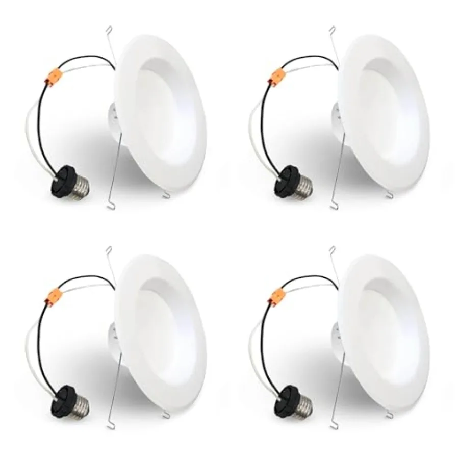 77366 Watt 20v LED 5/6" White Round Retrofit Recessed Downlight with E26 Quick Connect Adaptor 3000K Light Bulb Pack