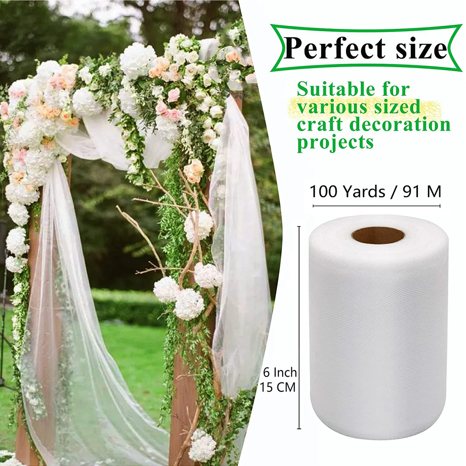 الأبيض تول النسيج 15 سنتيمتر بنسبة 25/100/200 YD بكرة الشريط DIY بها بنفسك استحمام الطفل حفلة عيد ميلاد زينة الزفاف لوازم الحرفية