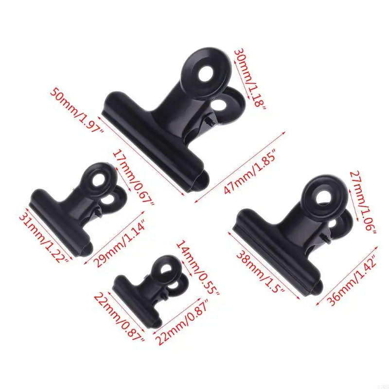 N7MD 5Pcs Letter Clips Stainless Steel Black Metal Paper File Binder Clips