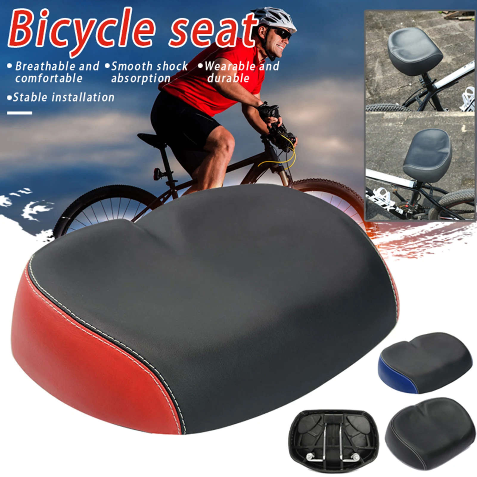 Wide Large Bicycle Saddle Padded High Density Thick Memory Foam Seat for Outdoor Indoor Cycling