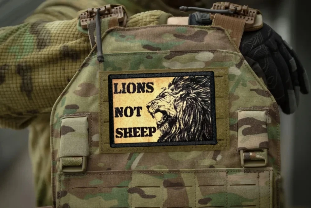 Lions Not Sheep Morale Morale Badge Patch Tactical Armband zaino militare Hook and Loop Patch adesivo stampato