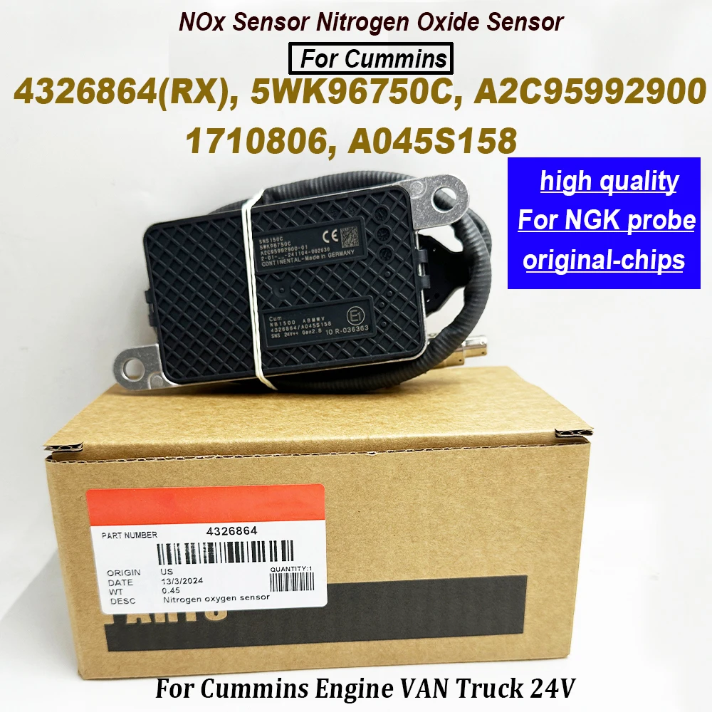 For NGK Probe 5WK96750C 4326864 Nox Sensor A2C95992900 A045S158 Nitrogen Oxygen 2872943 1710806 For Cummins Engine VAN Truck 24V