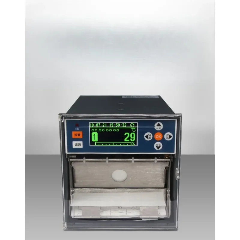 Thermal printer with paper recorder, paper curve recorder with dots, temperature recorder with temperature and pressure