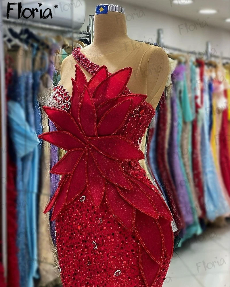 Vestido De Fiesta rojo con cristales De sirena, Vestidos De Noche De boda, Vestidos De graduación formales De Dubái, hechos a medida Vestidos De Fiesta, recién llegados