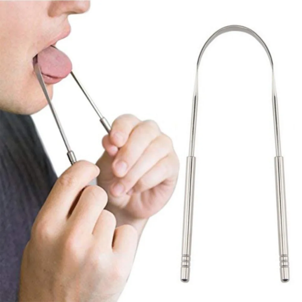 Health Tool Bad Breath Care Fresh Breath Stainless Steel Tongue Scraper  Cleaner Oral Hygiene Dental Cleaning