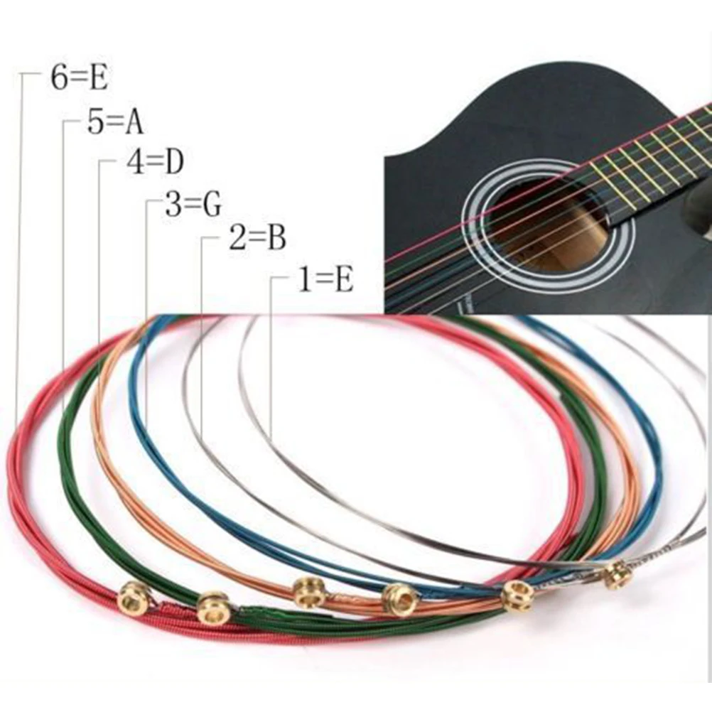 4-6 Pcs/set Rainbow Colorful Guitar Strings E-A For Acoustic Folk Guitar Classic Guitar Supplies