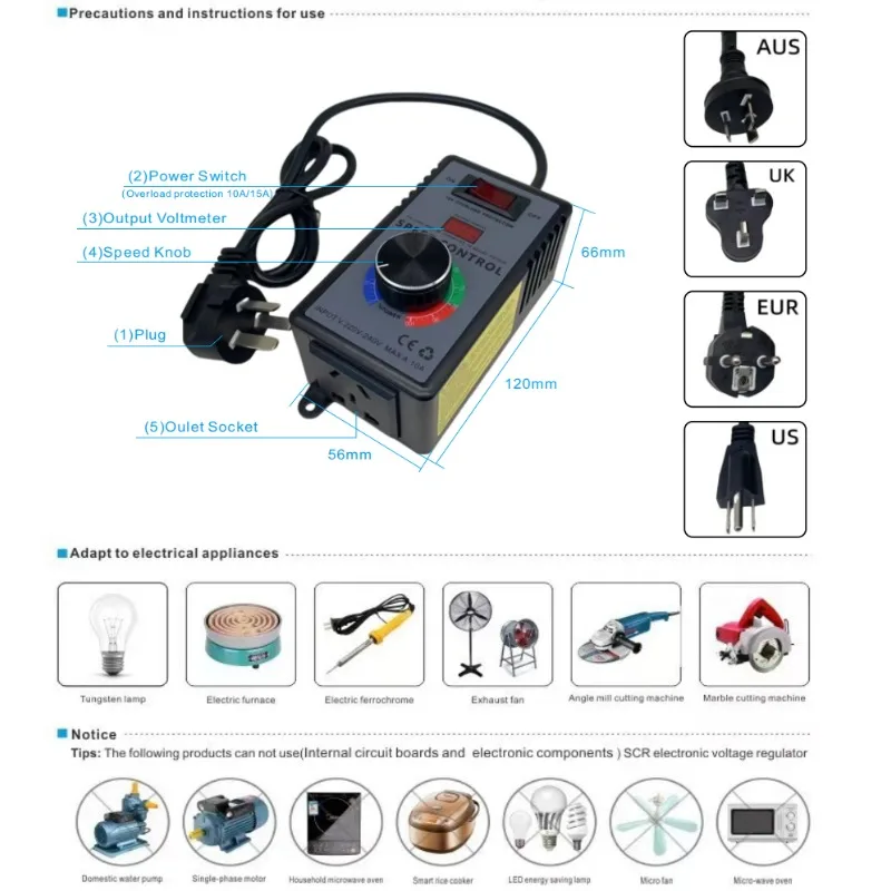 

GEYA Universal Electronic Voltage Regulator - Built-in Speed Control | Wide Compatibility & Long Service Life
