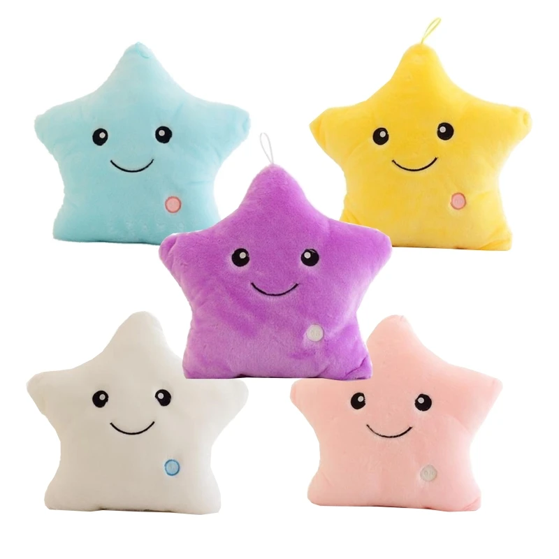 for Creative Twinkle Star Luminous Pillow Glowing LED Night Light Soft Stuffed Plush Pillows Stuffed Gifts for Dropship