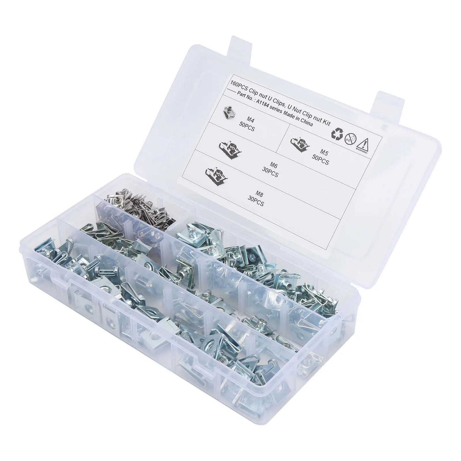 160Pcs UClips Chimney Nut 304 Stainless Steel Fastener M4 M5 M6 M8 for Motorcycle Car