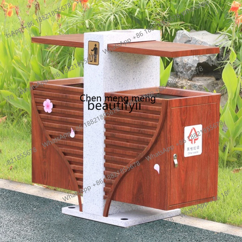 X Outdoor Classical Scenic Park Trash Can Property Street Imitation Marble Trash Bin