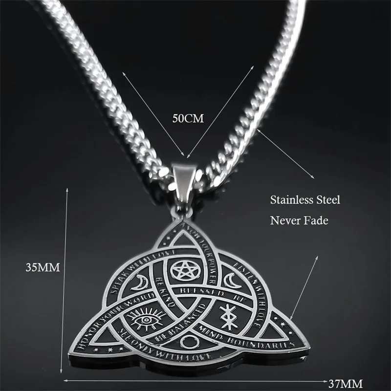 Viking Witch Celtic Knot Pendant Necklace Stainless Steel Men Chain Odin Gothic Necklace Protection Amulet Jewelry nudo de bruja image 6