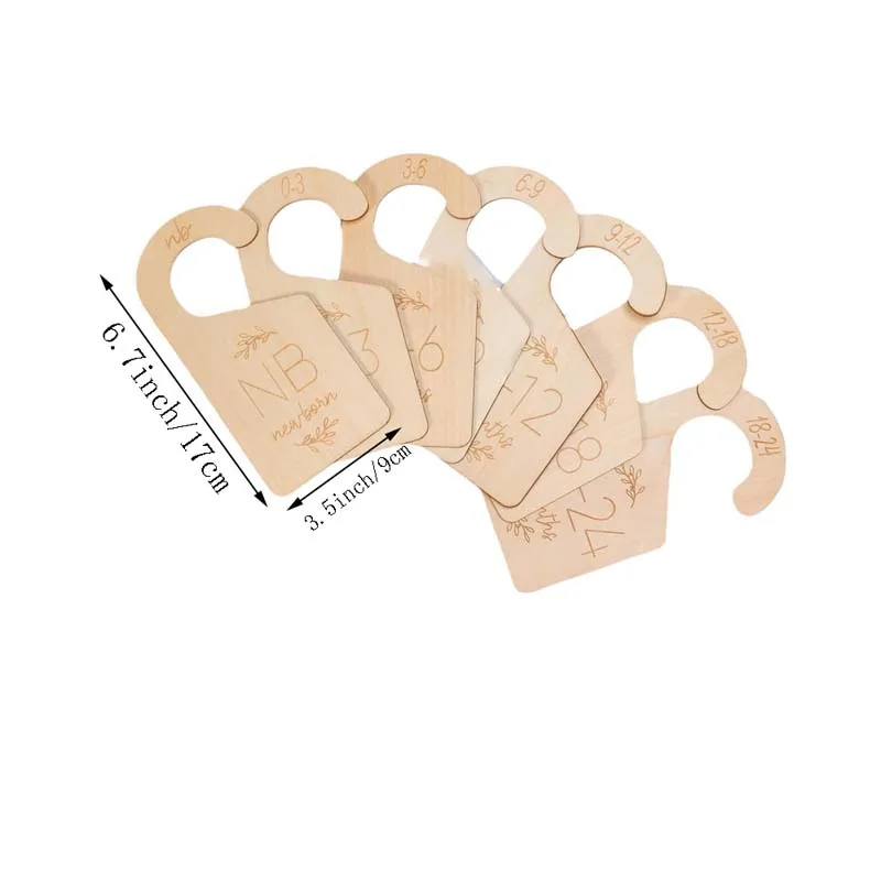 7Pcs/set Baby Closet Divider Baby Clothes Size Hanger for Newborn To 24 Months Bedroom Closet Wooden Clothes Organizers Supplies