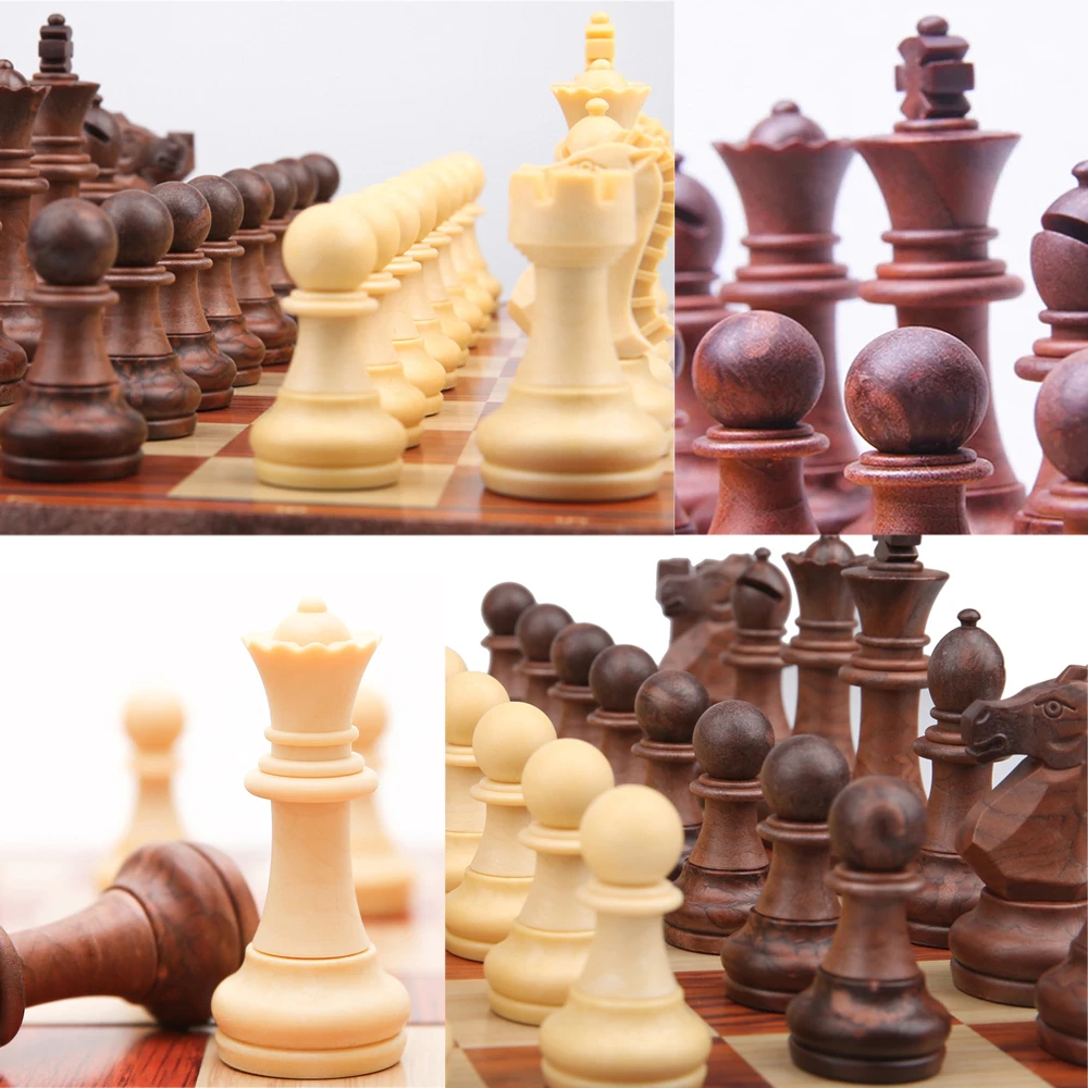 32 Pcs Magnetic Chess Pieces Wood-Plastic Chessman Bottom Flocking Cloth Black White Gold Silver Spare Chess Game Accessories