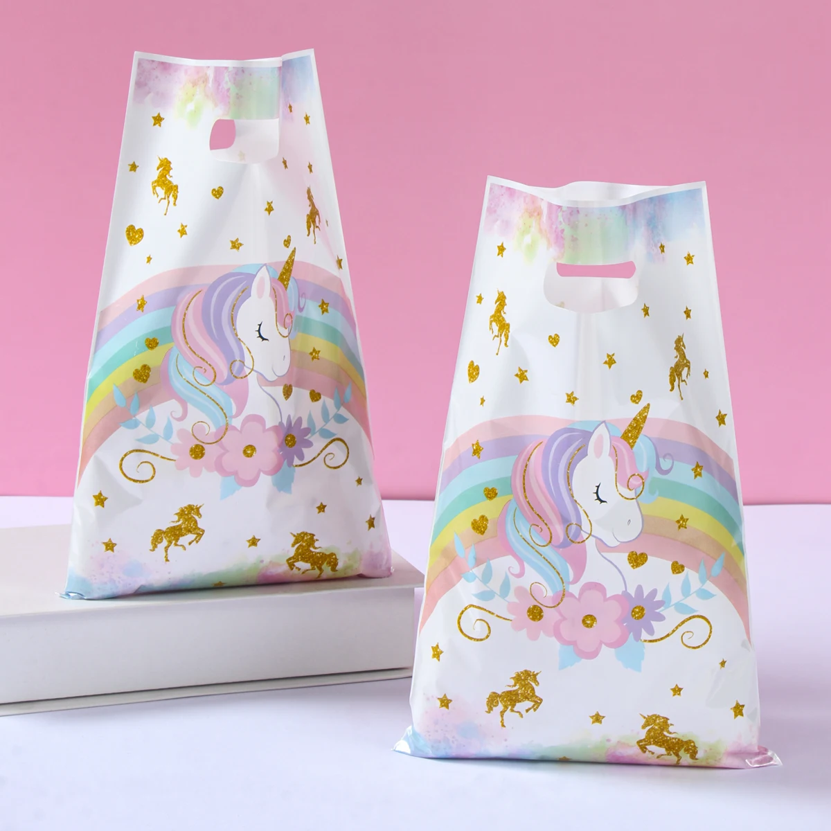 Rainbow Unicorn Handy Gift Bag Unicornio Birthday Party Decorations Kid Favors Gift Candy Cookie Bags Girls Baby Shower Supplies