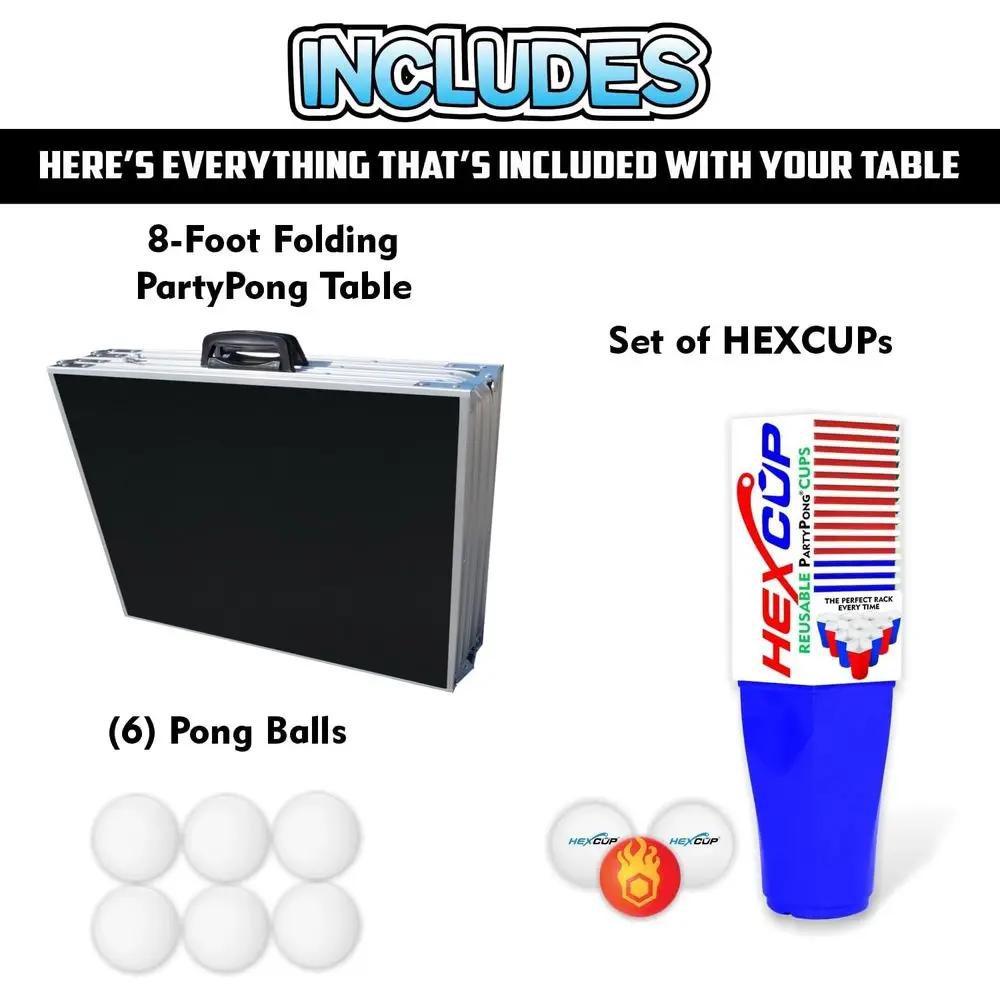 8-Foot Adjustable Folding Table with Cup Holders, LED Lighting, and Custom Graphics