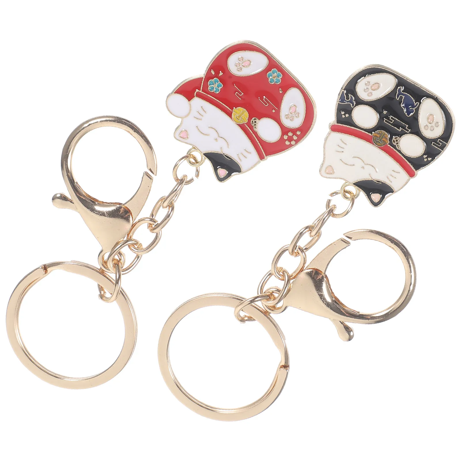 

2pcs Keychain Japanese Fortune Cat Shaped Zinc Alloy Cute Keychains Pendant Gifts Decorative Accessories