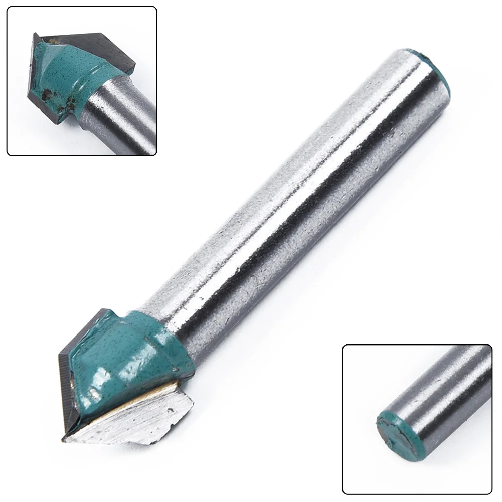 For Engraving Router Bit 41mm Long 6mm Shank Diameter 90 Degree Carbide Double Edged Cutting Design V Shaped Chamfe