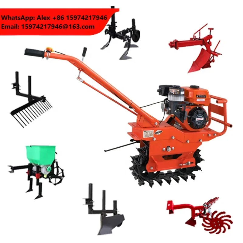 Newly Upgraded Version Chain Rail Micro Tiller Multifunctional Agricultural Tilling Machine Mini Power Tiller For Orchard Farm