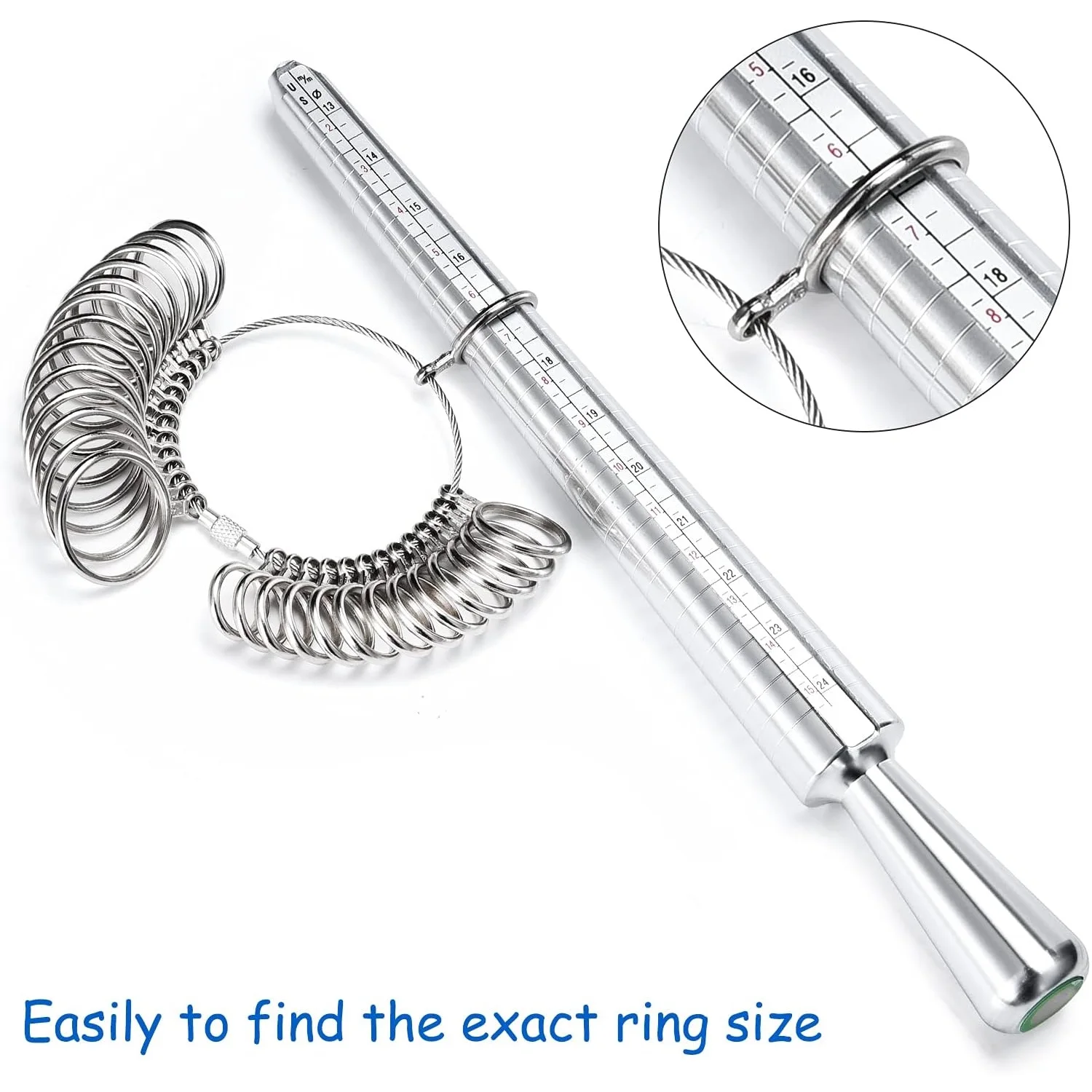 Metal UK Rings Size Measure Tool Mandrel and Finger Gauge Kit Men Women Sizes Steel A-Z UK Ring Sizer Jewellery Sizing Tools