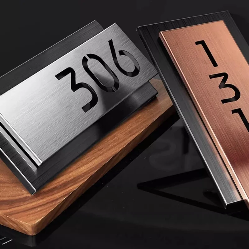 مخصص رقم المنزل الحديث تسجيل ثلاثية الأبعاد قطع الليزر لوحة الباب المعدني علامة الشارع رقم اللوحات مكتب الشقق فندق ديكور المنزل لوحة