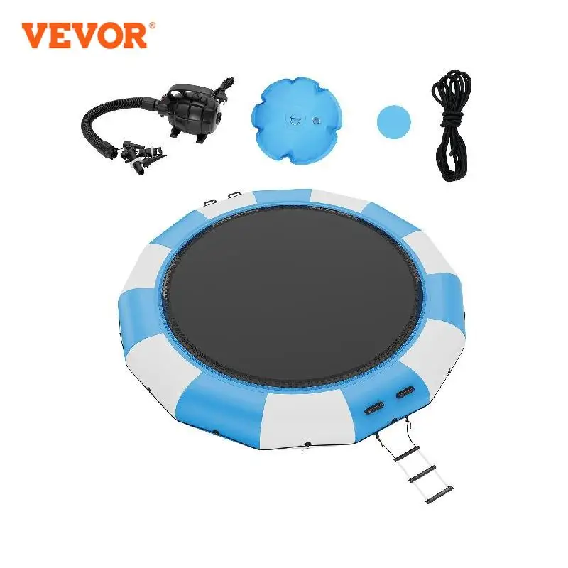 

VEVOR Inflatable Water Bouncer Recreational Water Trampoline with 3-Step Ladder Electric Air Pump for Pool Lake Water Sports