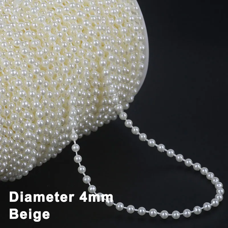 2/5/10 Meter Perlenkette Imitationsperlen Kette Handwerk Elfenbein Faux Perlen 3/4/5/6/8mm Angelschnur Perlengirlande Dekor