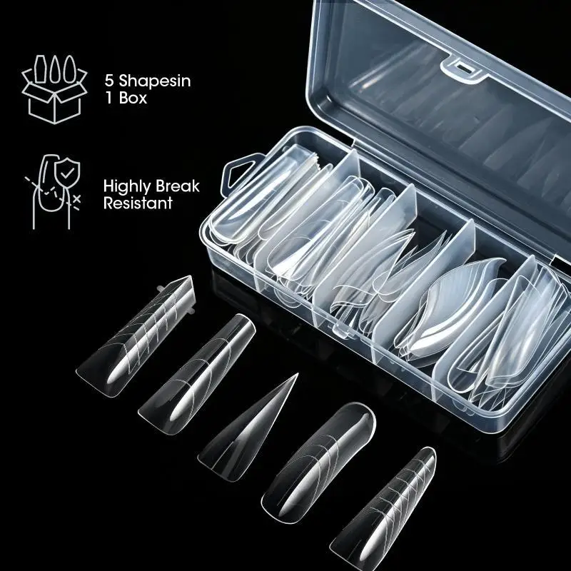 75Pcs Dual Forms Nails Widen Quick Building UV Gel Mold Nail Extension Forms
