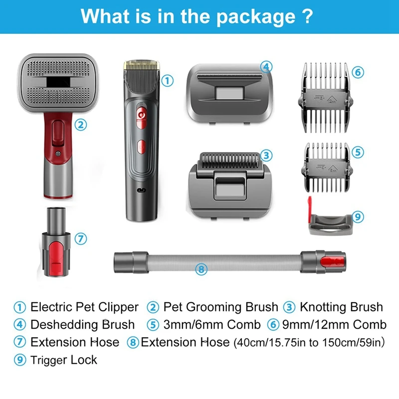 Kit di attacco per toelettatura per cani per Dyson Vacuum V7 V8 V10 V11 V12 V15 tagliacapelli per animali domestici con attacco per spazzole Deshedding durevole