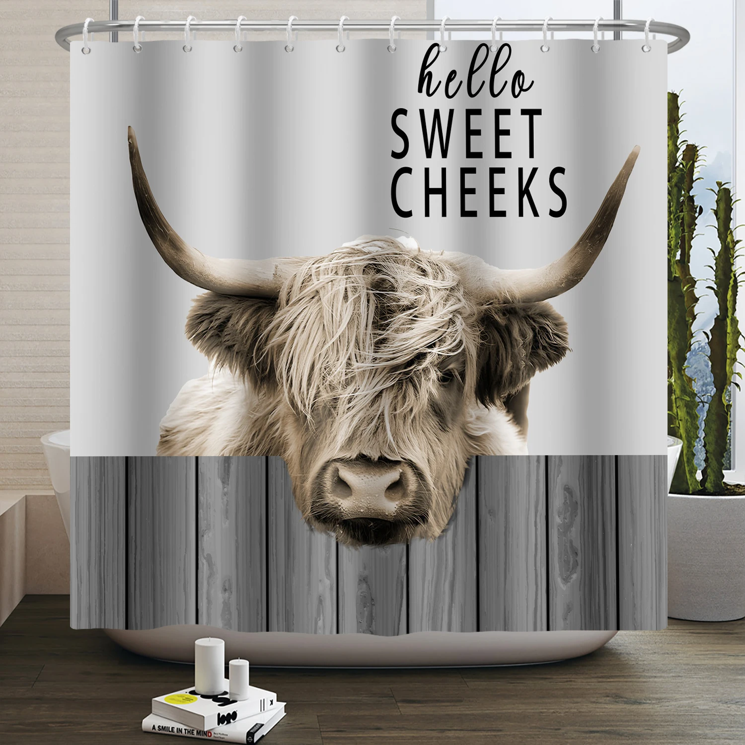 Farm Animals Shower Curtain Cute Funny Cow Chicken Pig Flower Horse Wood Farmhouse Barn Rustic Shower Curtain for Bathroom Decor