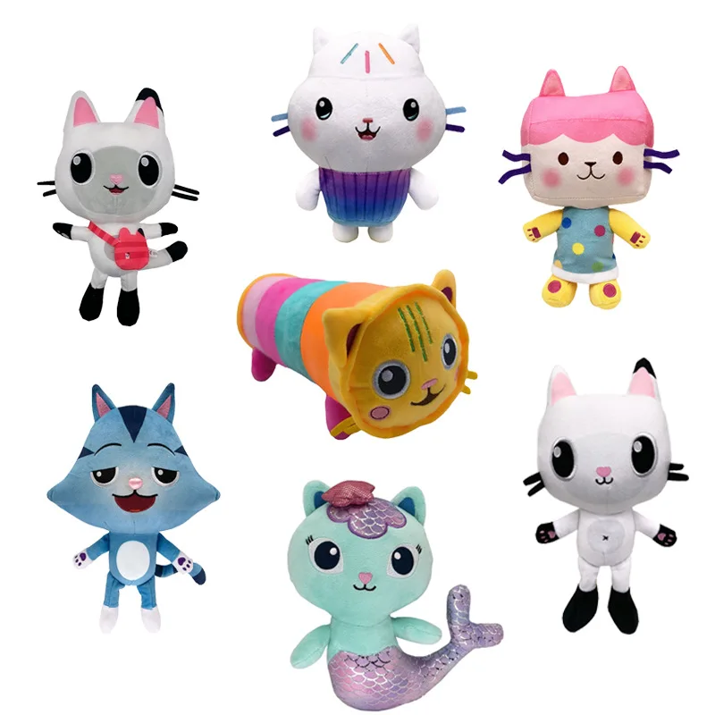 Peluches de Animales, Muñeca Gabby de Peluche, Adorable Juguete de Peluche Gaby, Muñeca de Gato de Peluche, Animales de Peluche de Dibujos Animados, Muñecos de Gato Sirena, Muñecos de Peluche para Niños