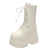 14CM Platform Boots Casual Outdoor Shoes Chunky Simple Design Ankle Boots Cool Nightclub Party Cosplay Shoes