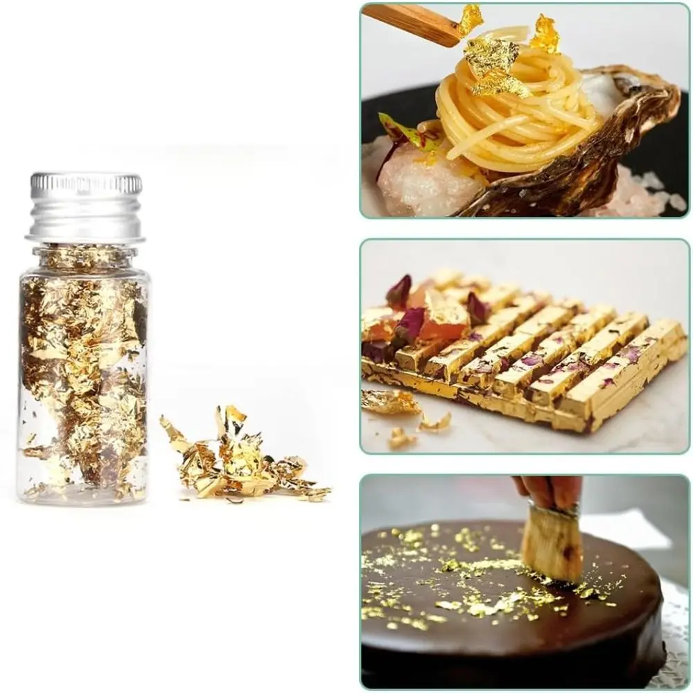 Neue Nachahmung Blattgold Kuchen Dekoration Metallic Goldene Goldlen Topper Folie Flocken Kuchen Getränke Dessert