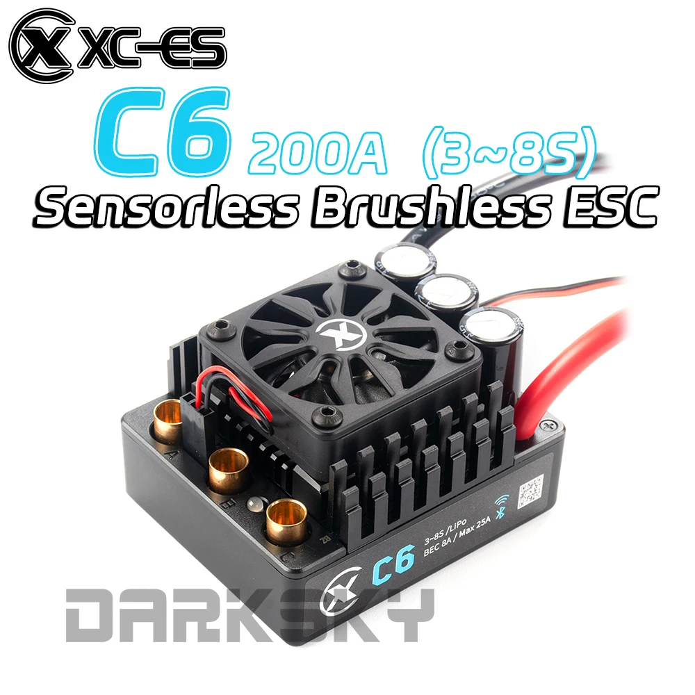XC-ESC C6 200A Brushless ESC 3-8S LiPo Battery for 1/7 1/6 RC Model Car Truck Buggy On-Road Racing Accessories