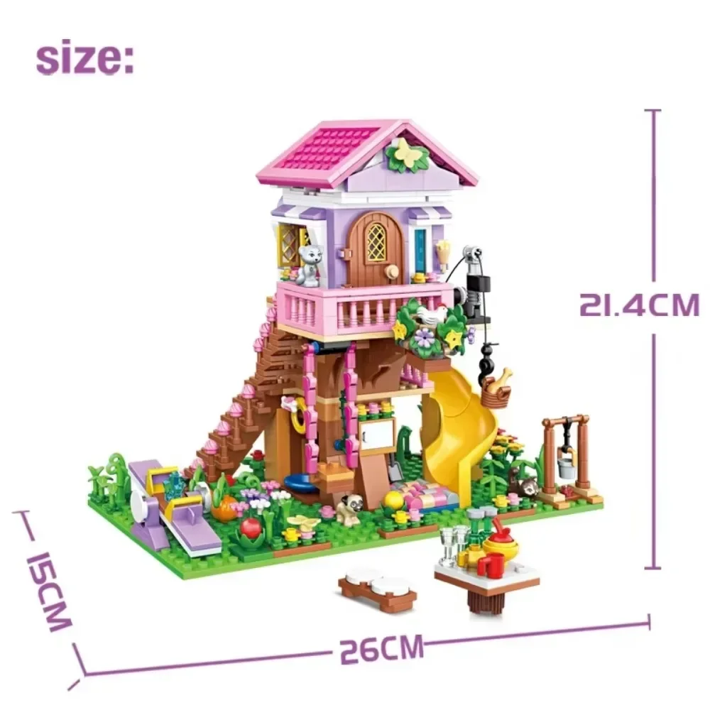 Mädchen Serie Baum Haus Bausteine Freunde Dschungel Camping Haus Sommer Party Modell Ziegel Spielzeug für Kinder Geburtstag Geschenk