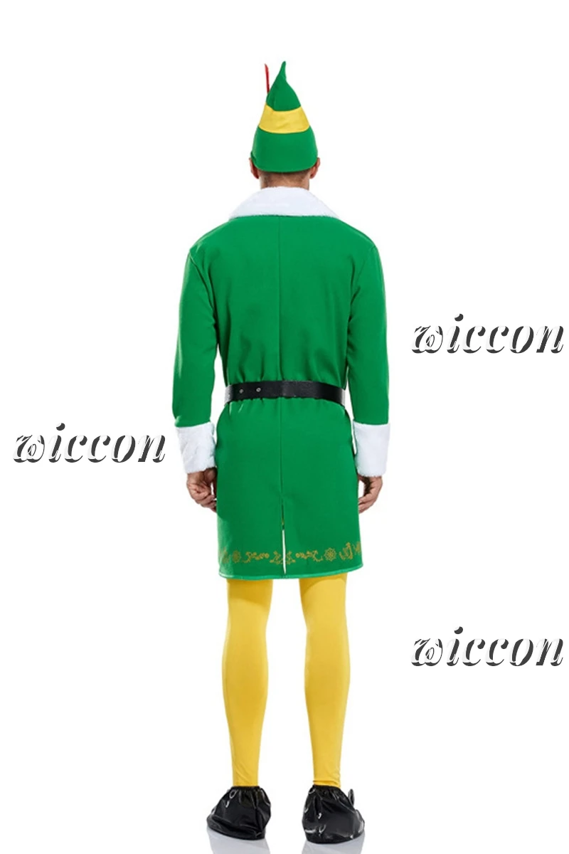 Buddy Elf Costume Christmas Costume Set With Pant Jacket Shoes Hat Belt Easy Cleaning Breathable Christmas Cosplay Party Outfits